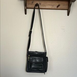 Vintage Fossil Crossbody Leather Purse Black